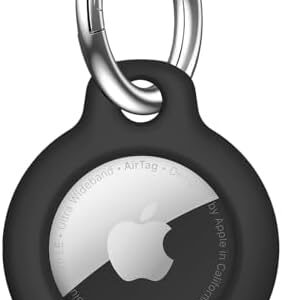 Airtag Holder Air Tag Case with Keychain, Anti-Scratch Airtags Key Chain for Apple Air Tags, Airtag Accessories for GPS Item Finder Tracker, Black