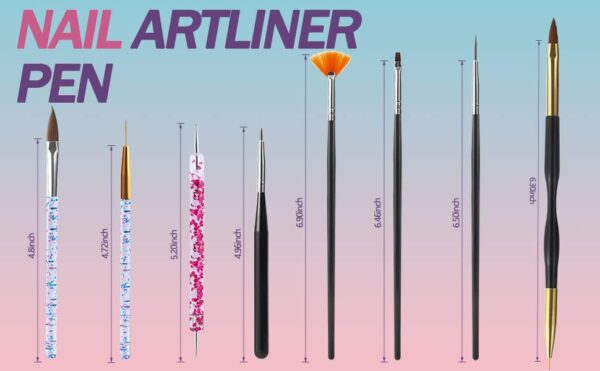 Artdone 31pcs Nail Art Brushes,Nail Art Tool Set,Nail Dotting Tools,Nail Dust Brush,Striping Nail Art Brushes for Long Lines,Nail Drawing Pen For Nail Design. - Image 6