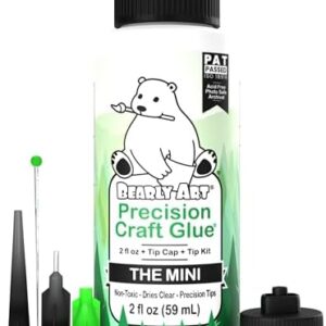 Bearly Art Precision Craft Glue - The Mini - 2fl oz with Tip Kit - Acid Free Archival - Strong Hold Adhesive - Ideal for Fine Paper Crafting Scrapbooking and Card Making - Made in USA