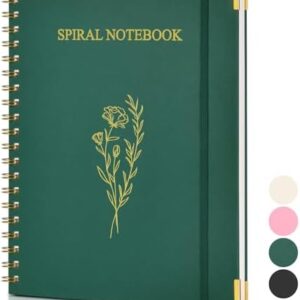 Aesthetic Spiral Notebook Journal for Women, 10.5" x 8.5" A4 Cute Lined Notebooks for Work, Large Hardcover College Ruled Notebook, 100 GSM Paper, Spiral Bound Journals for School Note Taking, Green