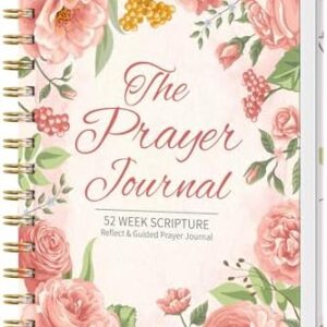 Spiral Prayer Journal for Women, 52 Weeks Bible Journal, Christian Art Gifts Notebook with Verse Inspirational Writing, Guided Journal, Devotional Reflections for Bible Study, 8.3" x 6.3" （Flower）