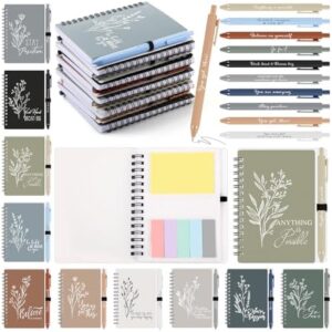 Tenceur 20 Set Inspirational Gifts Bulk Aesthetic Spiral Notebook Journals with Sticky Note Notepad Motivational Gentle Ballpoint Pen Bulk for Teacher Employee Appreciation Office Business Favor
