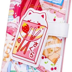Pink Journal for Women, Kawaii Notebook A5 Size Travel Journals Soft Leather Colorful Paper Girls Diary, Sweet Tasty Theme Cute Planner with Bookmark and Inner Pocket