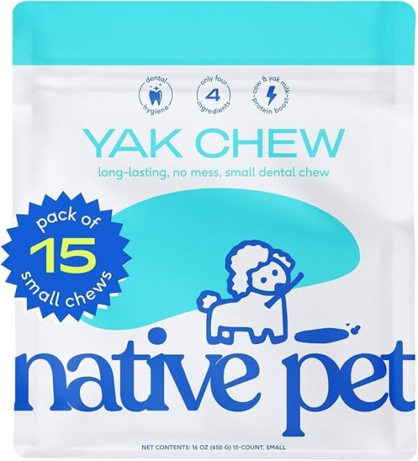 Native Pet Yaks Chews - Long-Lasting Yak Cheese Himalayan Dog Chews - All Natural Dental Chews for Dogs Made with Yak Cheese for Aggressive Chewers - 15 Yak Chews for Small Dogs