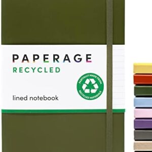 PAPERAGE Recycled Lined Journal Notebook, (Dark Green), 160 Pages, Medium 5.7 inches x 8 inches - 100 GSM Thick Paper, Hardcover