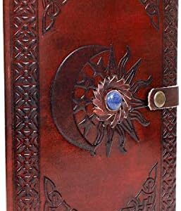 Leather Journal with Lined Pages - Sun & Moon Leather Bound Writing Journal for Women & Men (5x7 in) Lined Journals for Women, Leather Bound Notebook Ruled Journal & Diary, Lined Journal for Writing