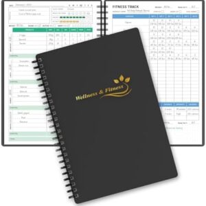 Wellness Planner & Fitness Log - Daily Diet & Health Journal with Weight Loss, Wellness Journal Notebook for Tracking Fitness, Sleep, Nutrition, Meal, Habits, A5(5.8 x 8.6 inch) (Black Golden)