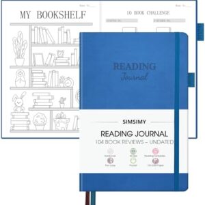 Reading Journal with 104 Book Reviews, Book Journal for Book Lovers & Readers - Book Reviews & Reading Tracker & Reading List Challenge, Reading Log Notebook Gift, A5, Navy Blue