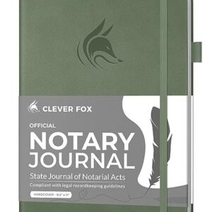 Clever Fox Notary Journal – Notary Public Journal of Notarial Acts – Hardcover Notary Log Book – Notary Supplies – 612 Record Entries, Numbered Pages, Hardcover, 8.5x11″ (Cypress)