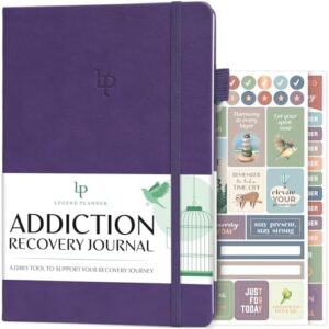 Legend Addiction Recovery Journal – Guided Daily Self-Help Workbook for Women & Men – Best Sobriety Gifts, Works with 12 Steps & AA (Purple)