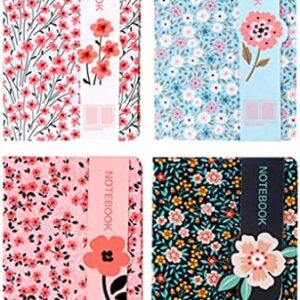ALIMITOPIA 4 Pack Hardcover Notebook Journal,Ruled Hardback Book Notepad Diary Memo Steno Planner-A5 Size(8.3x5.7),96 Sheets,Ruled Pages (Floral pattern)
