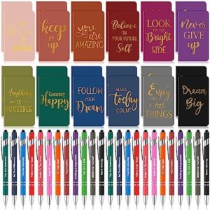 48 Pcs Bulk Motivational Pens Inspirational Notepads Set, Small Pocket Motivational Quote Notebooks and Ballpoint Pens, Mini Journals Gift Set for Kids Students Teachers School Office Prizes Supplies