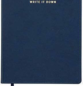 C.R. Gibson Large Navy Blue Leather Journal Notebook, 7.5'' W x 10.25'' L, 192 Pages