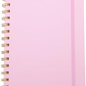 Spiral Notebook with Bandage and Inner Pockets, A5 PU Hardcover 8mm Ruled 70 Sheets/140 Pages Journals for Study and Office (Pink)