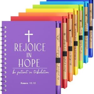 7 Sets of Multicolored Christian Prayer Journals in Bulk small notepad 5.43” x 4.33” Spiral Notebooks with Matching Pens Perfect for Friends, Family & Believers on Faith Journeys - Heartwarming Gifts