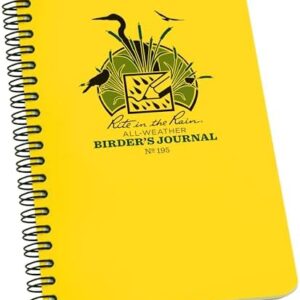 Rite in the Rain Weatherproof Spiral Notebook, 4.625" x 7", Yellow Cover, Birders Journal (No. 195)
