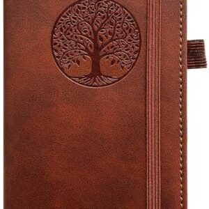 Small Pocket Notebook, Leather Journal Mini (Brown)