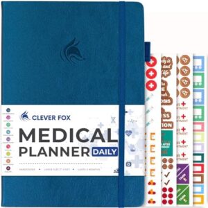 Clever Fox Medical Planner Daily – Health Diary Notebook, Wellness Journal & Self-Care Logbook, Lasts 3 Months, 7x10.5″ (Mystic Blue)