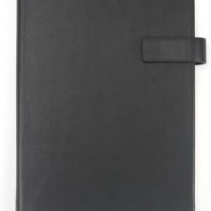 A5 Hard Cover Notebook with Pen Holder, Gold Edges & 180° Lay Flat - Large 5.7x8.4 Lined, Bookmark, Gift Box - Durable Journal for Office, Study, Travel - Writers, Students(Black)