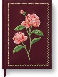 RIFLE PAPER CO. Roses Embroidered Journal | 240 Ruled Pages, Cloth Cover with Floral Embroidery & Grosgrain Ribbon Bookmark, Lay-Flat Binding, 8" L x 5.75" W