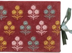 Creative Co-Op Embroidered Cotton Velvet Journal, Multicolor