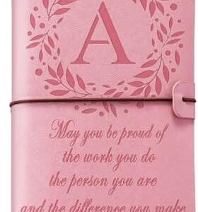 Thank You Gifts Monogrammed Initial Leather Journal Notebook Make a Difference Inspirational Gifts Appreciation Gifts Employee Boss Pastor Volunteer Nurse Doctors Teacher Coworkers for Women