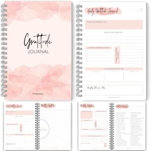 Gratitude & Mindfulness Journal | 90 Day Gratitude Template, Self Care Planner, Positivity Diary, Daily Journal, Gratitude Jar, Wellness, Manifestation Journal | A5 (Pink Watercolor)
