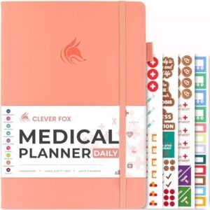 Clever Fox Medical Planner Daily – Health Diary Notebook, Wellness Journal & Self-Care Logbook, Lasts 3 Months, 7x10.5″ (Light Pink)