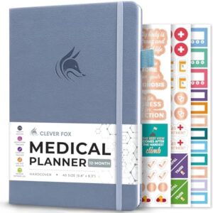 Clever Fox Compact A5 Medical Planner 12-Month – Medical Notebook, Health Diary, Wellness Journal & Logbook to Track Health – Self-Care Medical Journal – 12 Months, Undated (Windy Blue)