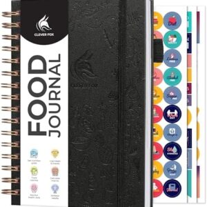 Clever Fox Food Journal Spiral - Daily Food Diary, Meal Prep Planner to Track Calories & Nutrients, Weight Loss Tracker Notebook (Black)