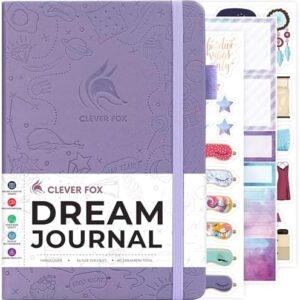 Clever Fox Dream Journal – Guided Dream Diary for Women, Men & Kids – Hardcover Dream Notebook – Log Book for Dream Journaling (Lavender)