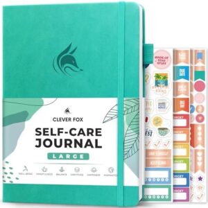 Clever Fox Self-Care Journal – Wellness & Daily Reflection Notebook – Mental Health & Personal Development Journal – Self-Care, Meditation & Mood Journal for Women & Men – Large (Turquoise)