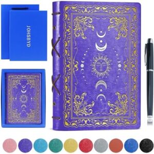 Sun & Moon Faux Leather Notebook,Hardcover Executive Notebooks for Women Men,320Pages Journal Notebook with Pen,Vintage Sun & Moon Design,1 Pack Purple A5 (Sun Moon Purple)