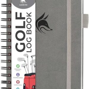 Clever Fox Golf Log Book – Small Training & Scorecard Journal – Pocket Notebook – Golf Practice Accessories & Gifts Ideas for Men (Gray)