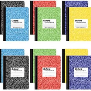 Oxford Composition Notebooks, Wide Ruled Paper, 9-3/4" x 7-1/2", Assorted Marble Covers, 100 Sheets, 12 per Pack, Colors May Vary (63794)
