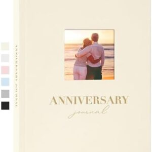 Wedding Anniversary Journal Notebook From 1st to 70th Linen Cover Anniversary Scrapbook Wedding Anniversary Memory Book for Couples Newlywed Marriage (Beige, 185 Pages)