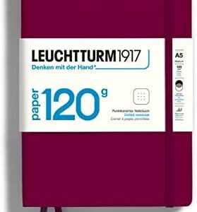 LEUCHTTURM1917-120G Special Edition - Medium A5 Dotted Hardcover Notebook (Port Red) - 203 Numbered Pages with 120gsm Paper