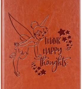 Tinker Bell Leather journal notebook Tinker Bell Lover Gift Think Happy Thoughts Pixie Fairy Tale Fans Inspired Gift for Friends Sisters (Think Happy Thoughts)