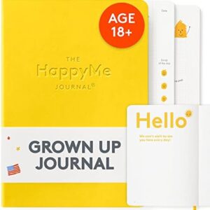 HappyMe - Adult Growth Journal, Wellness Notebook with 180 Pages, Daily Prompts for Gratitude, Positivity, Self-Discovery, Reflection, and Affirmations, Ideal for Ages 18+, in English (US), (Yellow)