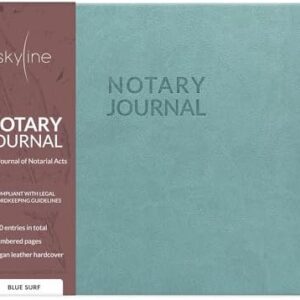 Skyline Notary Journal – Official Notary Public Record Book with Numbered Pages – Log Book for Notarial Acts & Records – Notary Supplies – 250 Entries, Hardcover, 10x7″ (Blue Surf)