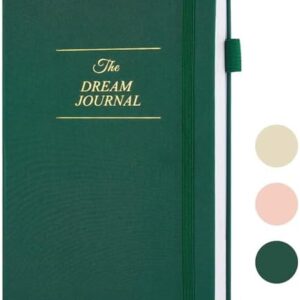 JUBTIC Dream Journal – Hardcover Dream Notebook, Guided Dream Diary to Record and Track Your Dreams, Interpretations and Thoughts before Sleeping. Ideal Gift for Women, Girls, Men(Dark Green)