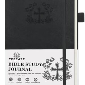 Bible Study Journal, Church Bible Prayer Journal, Study Scripture Notebook for Note Taking Reflection, Based Religious Gifts and Bible Study Supplies (Black)
