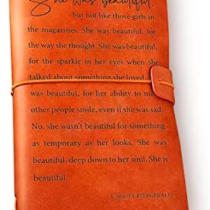 Inspirational She was Beautiful Woman Quotes Leather Journal Notebook for Women Travel Motivational Writing Journal Gift for Birthday Graduation Christmas