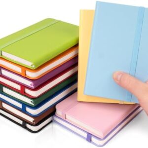 Pocket Notebook Journals, 12 Packs Small Notebook 3.5" x 5.5", 120 Pages/60 Sheets, 12 Colors, Mini Cute Leather Hardcover Journal bulk, College Ruled Note Pads for Office, Traveling