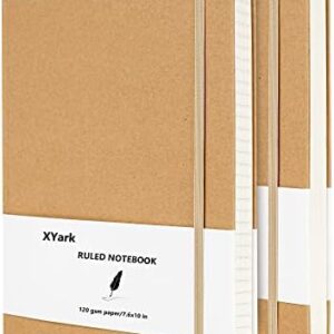 Large B5 Line Notebook Journals, College Ruled Kraft Hardcover Sketchbook Subject Composition Notebooks with Lined Paper, 2 Pack, 120GSM, 102 Sheets, 7.6x10 inch, Travel Journal Set