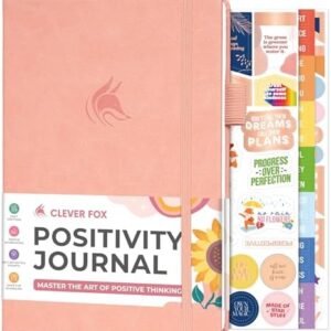 Clever Fox Positivity Journal – Daily Gratitude & Affirmation Journal with Prompts – Motivational Mental Health Journal for Women & Men with Habit Tracker – Lasts 6 Months, A5 Size (Light Pink)