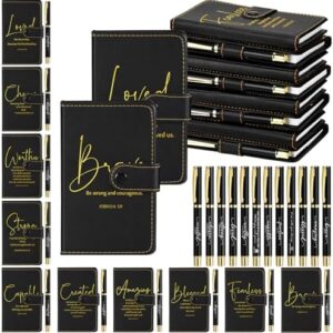 Spakon 10 Sets Christian Bulk Fathers Day Gifts Dad Church Leather Notebook with Pen Man of God Religious Bible Study Prayer Journal Scripture Notepad (Bible Verse)