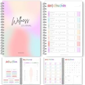 Wellness Journal - 90 Day Health, Fitness, Gratitude, Mindfullness, Wellbeing, Habit, Goals, Diet & Food Tracker - A5 (Pastel Rainbow)