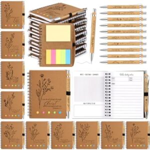 40 Pcs Christian Gifts Bulk Father's Day Church Gifts Prayer Journal Aesthetic Religious Spiral Notebooks with Sticky Notes Bible Verse Pens for Men Women Sunday School (Study Page Style)