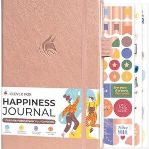 Clever Fox Happiness Notebook – Daily Positivity Journal for Women with Prompts & Positive Quotes – Affirmation & Self Esteem Gifts (Rose Gold)